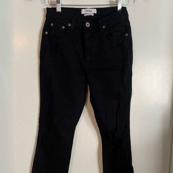pistola Denim - Like New Pistola Black Denim Skinny Fit Distressed Jeans